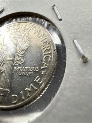 1927 P 10c Mercury Silver Dime Coin Clipped Planchet Error XF EF Extra Fine