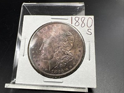 1880 S $1 Morgan Silver Dollar Coin CH BU Unc PQ Toning Toner