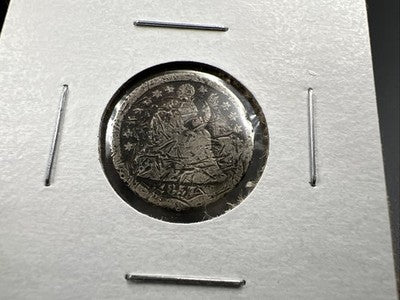 1857 10c Seated Liberty Silver Dime AG About Good Details Damaged