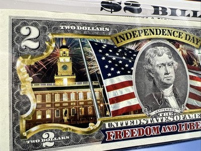Independence Day Colorized Enhanced 2017 A 2 Two Dollar Federal Reserve Note Unc