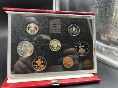 1987 UK United Kingdom Proof Set Red Leather Box COA #a