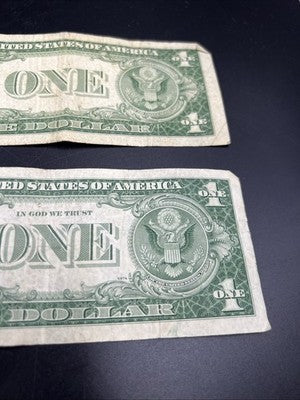 Lot of 2 1935 F H * Star US Silver Certificate One Dollar Bills VG / Fine #14