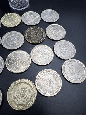 Lot of 20 $1 Casino Dollar Gaming Tokens Metal Circulated Conditions SKU#7533