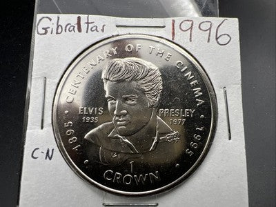 1996 Gibraltar 1 Crown Elvis Presley CH UNC Centenary of the Cinema SKU#B