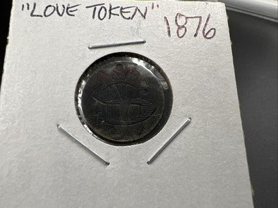 JMS Monogram Love Token on 1876 10c Liberty Seated Silver Dime Circ Holed