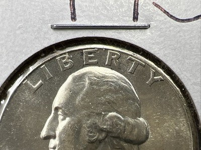 1951 P 25c Washington Silver Quarter BU UNC Die Crack On Forehead