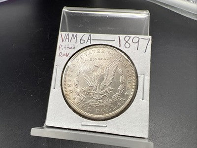 1897 P $1 Morgan Silver Dollar VAM 6A Pitted Reverse & Obverse Struck Thru Error