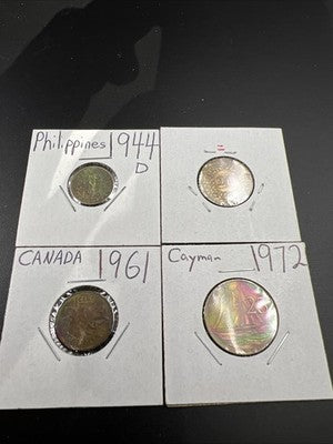 Lot of 4 Toner World Coins Canada Cayman Islands Philippines + Circulated