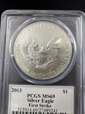 2013 1 Oz American Silver Eagle Coin PCGS MS69 Mercanti Signature Label #241