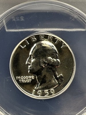 1959 25c Washington 90% Silver Proof Quarter Coin PF66 ANACS #60