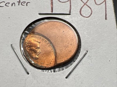 1989 1c Lincoln Memorial Cent Penny 60% Off Center BU UNC RB sk#3A