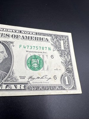 2006 $1 FRN Federal Reserve Note Neat Serial #47375787 Fine Circ
