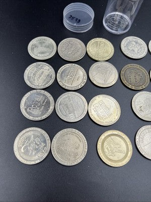 Lot of 20 $1 Casino Dollar Gaming Tokens Metal Circulated Conditions SKU#7533