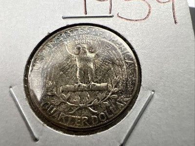 1959 25c Washington 90% Silver Coin Neat Toning Reverse BU UNC