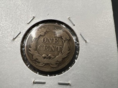 1857 1c Flying Eagle 1c FS-402 Clashed with Seated Half Variety VG Very Good