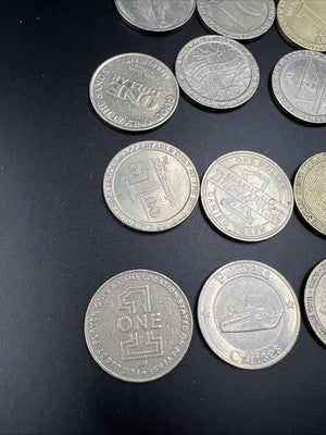 Lot of 20 $1 Casino Dollar Gaming Tokens Metal Circulated Conditions SKU#7524