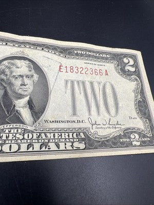 1928 G $2 Two Dollar Legal Tender US Red Seal Note VF Repeat Serial # 18322366