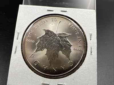2022 Canada 1 Oz Silver Maple Leaf Neat Blue Toning Toner OBV GEM BU