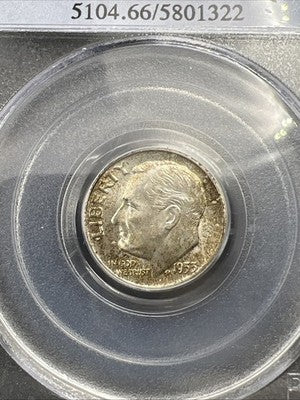 1953 D 10c Roosevelt Silver Dime Coin PCGS MS66 #322 Some Toning