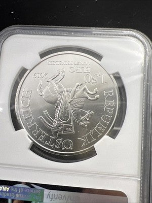 2019 Austria King Leopold V 1 oz Silver 825th Anniversary NGC MS70