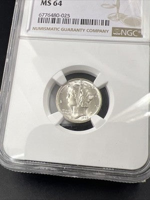 1945 P Mercury Silver Dime Coin NGC MS64 CH BU #025