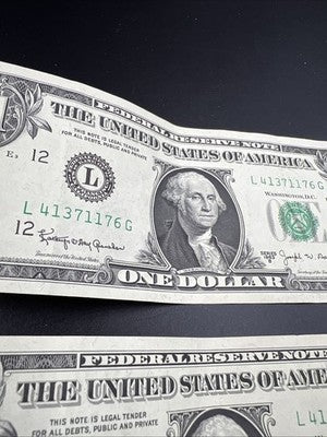 2 Consecutive 1963 B Barr FRN Federal Reserve Dollar Bill Notes VF / XF Circ #75