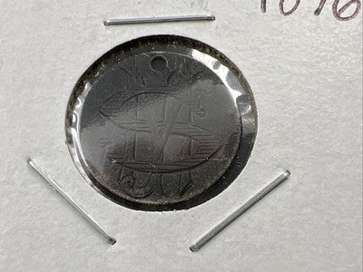 JMS Monogram Love Token on 1876 10c Liberty Seated Silver Dime Circ Holed