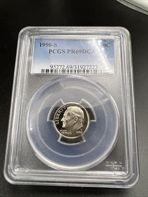 1990 S 10c Roosevelt Copper Nickel Dime Coin PR69 DCAM Proof #223