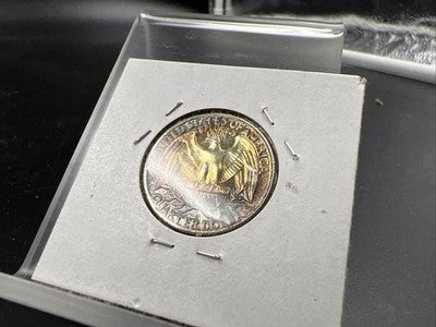 1962 25c Washington 90% Silver Choice Proof Quarter Coin Neat Toning Toner