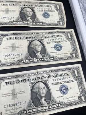 Lot of 10 1957 $1 Dollar Silver Certificate Blue Seal Notes Fine Circulated #58