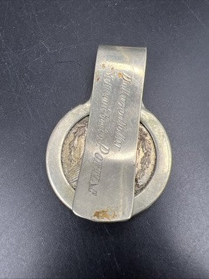 Vintage Pontiac Money Clip 1921 $1 Morgan Silver Dollar Coin Used / Circ Coin