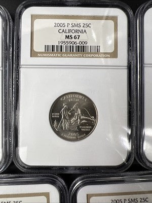 2005 P Complete 5 Coin State Quarter Set NGC MS67 SMS