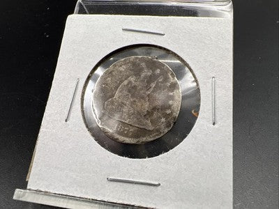 1877 Seated Liberty Silver Quarter Coin Very Circulated Damaged