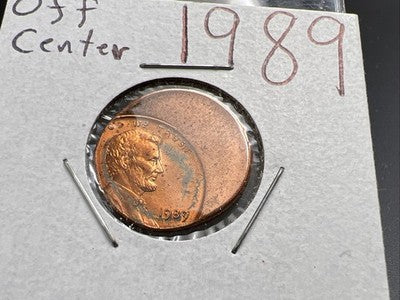 1989 1c Lincoln Memorial Cent Penny 45% Off Center BU UNC sk#3B