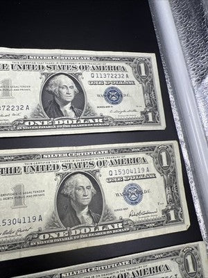 Lot of 10 1957 / 1935 $1 One Dollar Silver Certificate Blue Seal Notes VG + #892