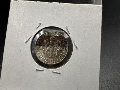 1960 P 10c Roosevelt Silver Dime Coin Neat Blue Toning Toner XF EF Extra Fine
