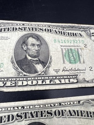 FRN Collector's Lot 1950 B $5 & $10 Federal Reserve Note Bills VG / F #908