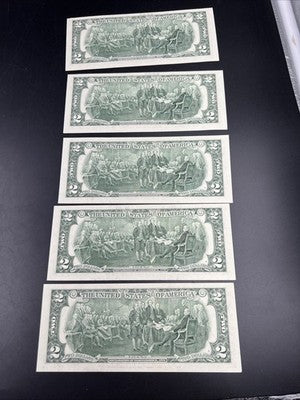 5 Consecutive 2003 $2 FRN Federal Reserve Notes UNC Uncirculated #57