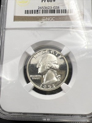 1953 P 25c Washington Silver Proof Quarter Coin PF66 * Star NGC Cameo Obverse
