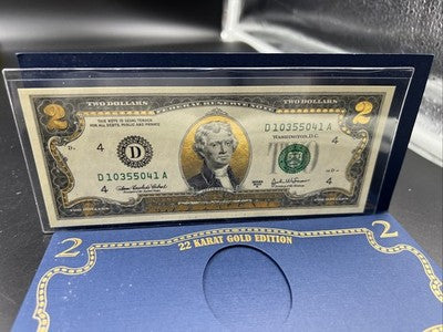 2003 $2 FRN Two Dollar Bill Federal Reserve Note Enhanced Golden CH UNC #041