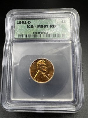 1961 D Lincoln Memorial Cent Penny Coin ICG MS67 #516