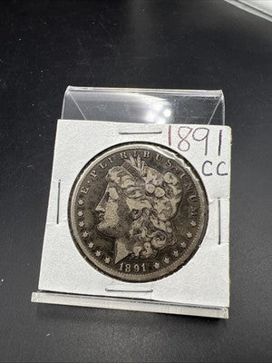 1891 CC $1 Morgan Silver Eagle Dollar Coin Carson City VG / Fine Details Rim Nic