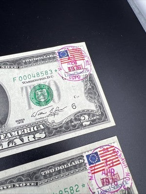 3 Consecutive 1976 $2 Two Dollar Bicentennial Postal Notes AU Marietta GA #81
