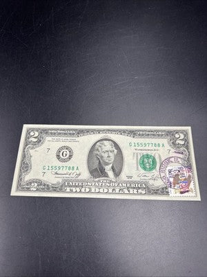 1976 $2 Bicentennial Postal Two Dollar Bill Chicago Ridge IL CH UNC #15597788