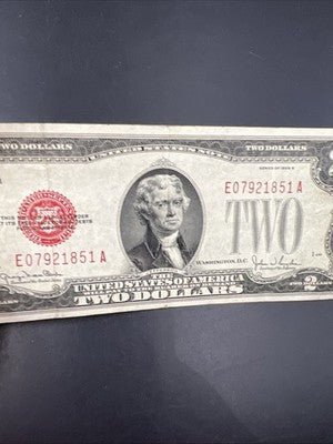 1928 G $2 USN Red Seal Legal Tender Note CH Fine / VF Cric #851