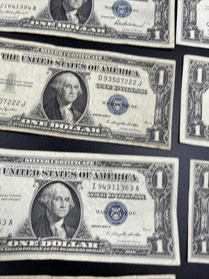 Lot of 10 1957 / 1935 $1 One Dollar Silver Certificate Blue Seal Notes VG + #892