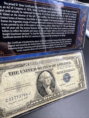 1935 D $1 One Dollar Silver Certificate VG Circulated in Vinyl Display #64