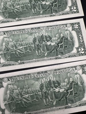 6 Consecutive 2003 $2 FRN Federal Reserve Notes Neat Serial Numbers #88