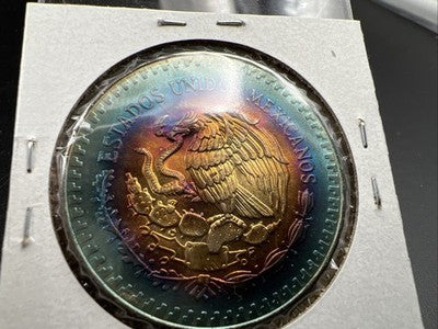 1985 Mexico Libertad 1 Oz Silver Coin Monster Toning Toner PQ Blue Rainbo Gem BU