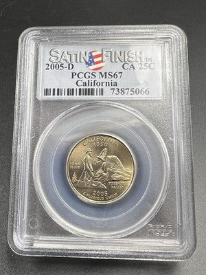 2005 D 25c California State Statehood Quarter Coin MS67 PCGS Satin Finish #066